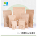 Kraft papirpose Custom Window Stand Up Bag